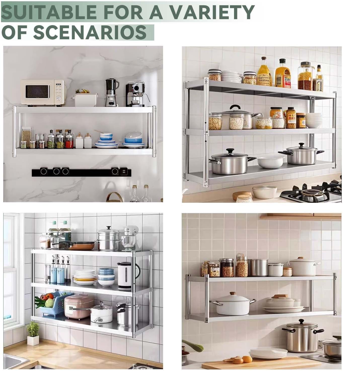 3-Tier Wall Mounted Stainless Steel Shelf
