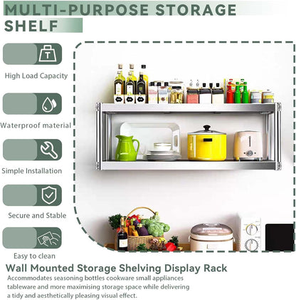 3-Tier Wall Mounted Stainless Steel Shelf