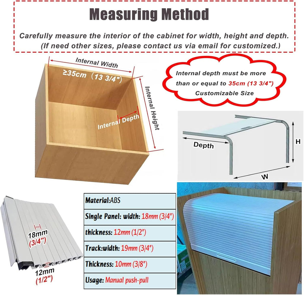 Flexible Roll-Up Cabinet Door for Storage & Closets
